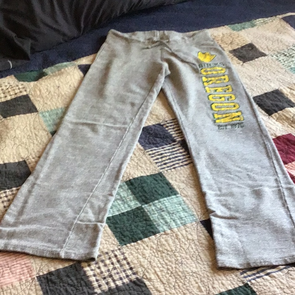 Gray Oregon Sweatpants with Yellow Logo